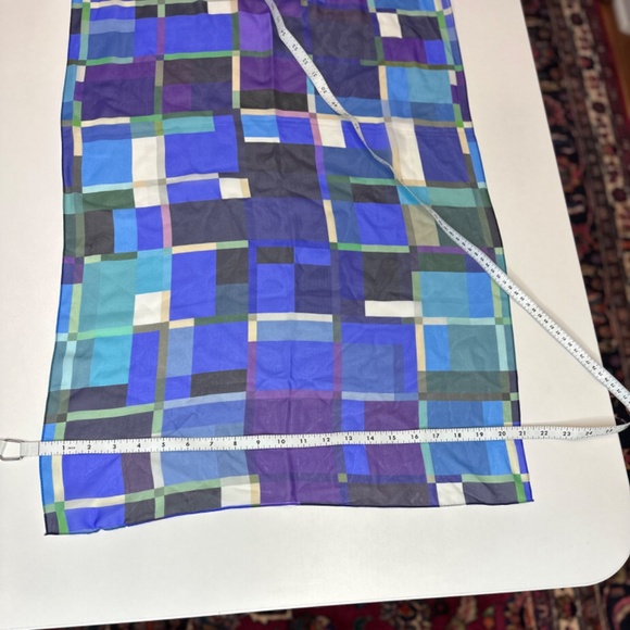 Designer scarf. Chiffon 100% silk. Blues/purple/teal. Lightweight. Beautiful - Picture 5 of 5